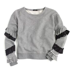 J. Crew Gray Ruffle Sleeve Sweatshirt Size XXS